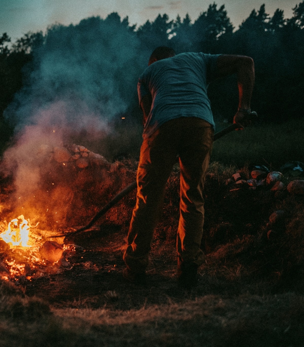 Fire ceremony at dusk