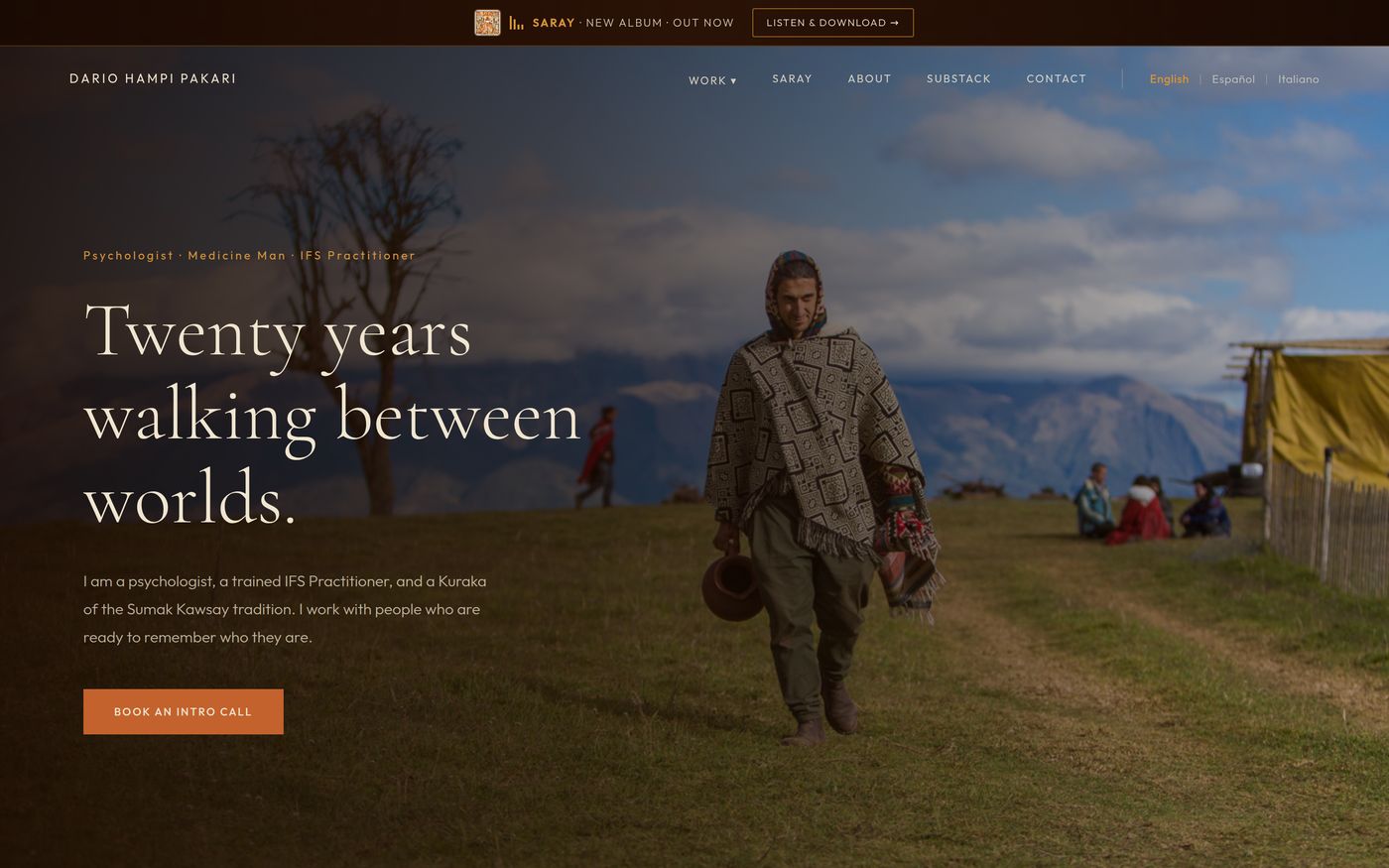 The Dario Hampi Pakari website, built by FINO Studio